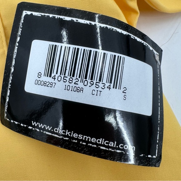 3/$15 DICKIES Scrub Top Adult SM Yellow Vneck Short Slv Uniform Workwear-stains - Picture 6 of 12